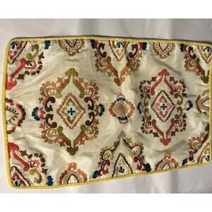 Pier 1 Throw Pillow Cover Embroidery Yellow Trim 20x13